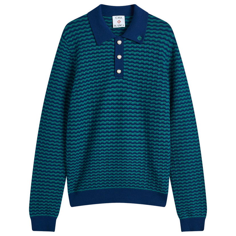 Polotröja Casablanca Mini Wave Polo Shirt Blå | MPS25-KW-862-01
