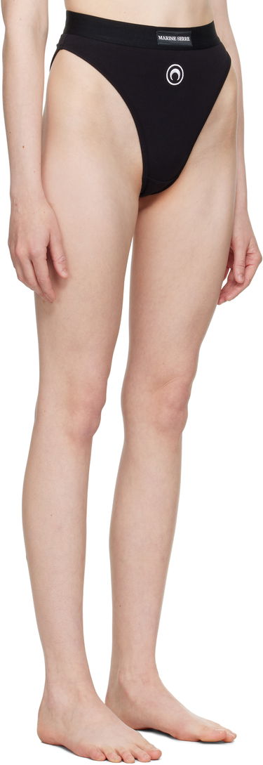Trosor Marine Serre Marine Serre Moon Logo Stretched Jersey High-Waist Briefs Svart | WUW045A CJER0012, 1