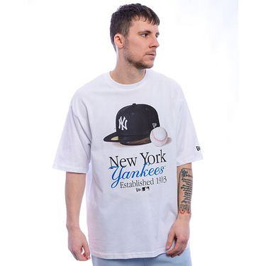 T-shirt New Era New Era MLB NY Yankees Script Graphic Tee Vit | 60596279, 0