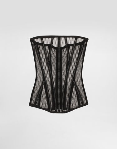 Skjorta Dolce & Gabbana Dolce & Gabbana Mesh Tulle Corset Top Svart | F7AG8TFLSK8N0000, 0