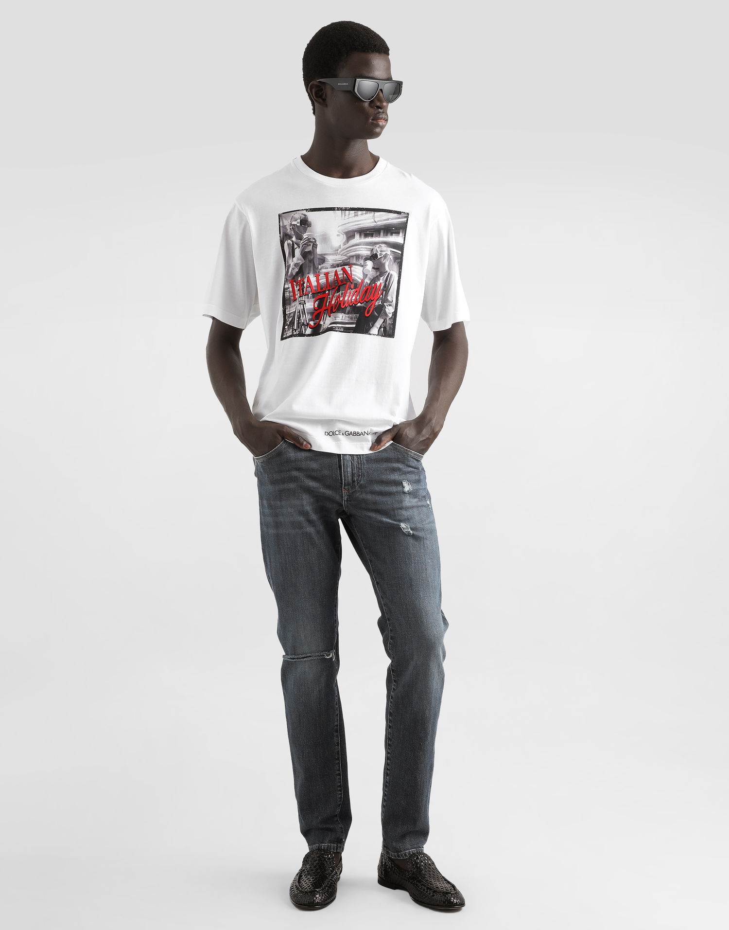 T-shirt Dolce & Gabbana Dolce & Gabbana Cotton T-Shirt with "Italian Holiday" Print Vit | G8PN9TG7O4TW0800, 1