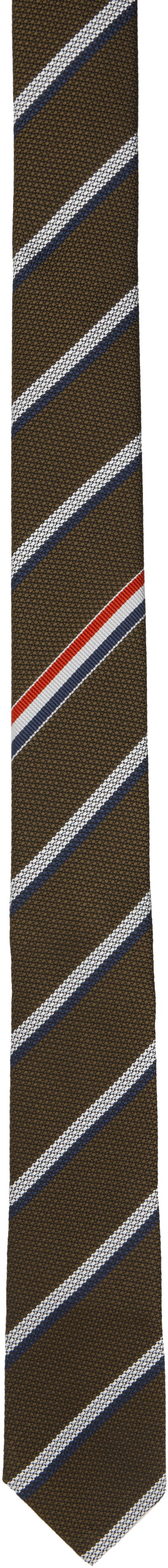 Halsduk Thom Browne Thom Browne Classic Shadow Stripe Pique Weave Tie Brun | MNL001A-F0990