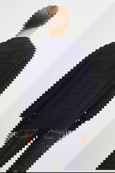 Sweater KENZO Kenzo Gots Kenzo Weave Patterned V-Neck Cardigan Mörkblå | FF55CA7073CB, 2