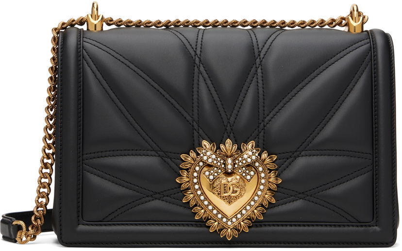 Handväska Dolce & Gabbana Black Medium Devotion Bag Svart | BB7100 AW437