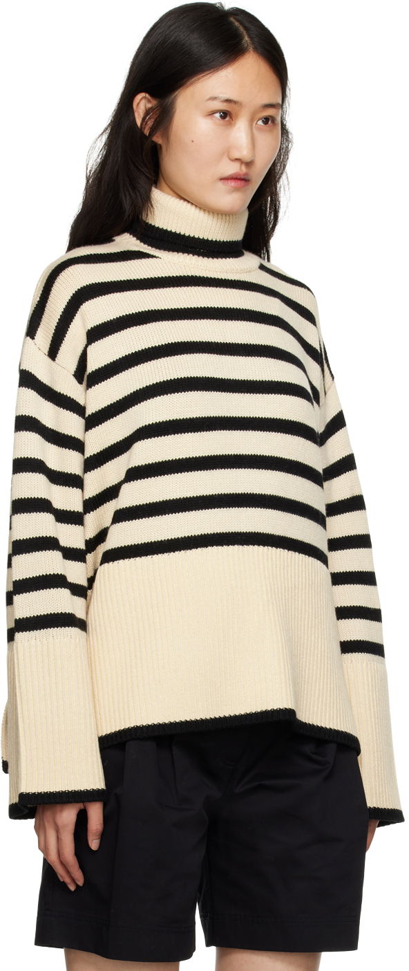 Sweater TOTEME Signature Stripe Turtleneck Sweater Beige | 212-562-758, 1