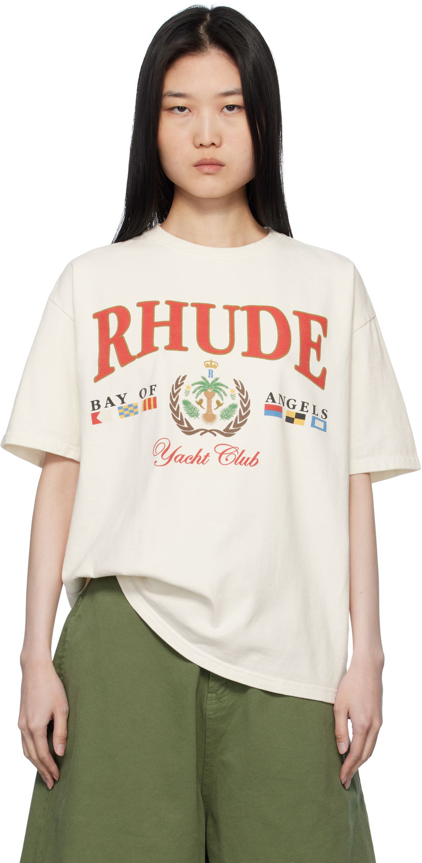 T-shirt Rhude Rhude 'Bay Of Angels Yacht' T-Shirt Beige | RHPS25TT01012