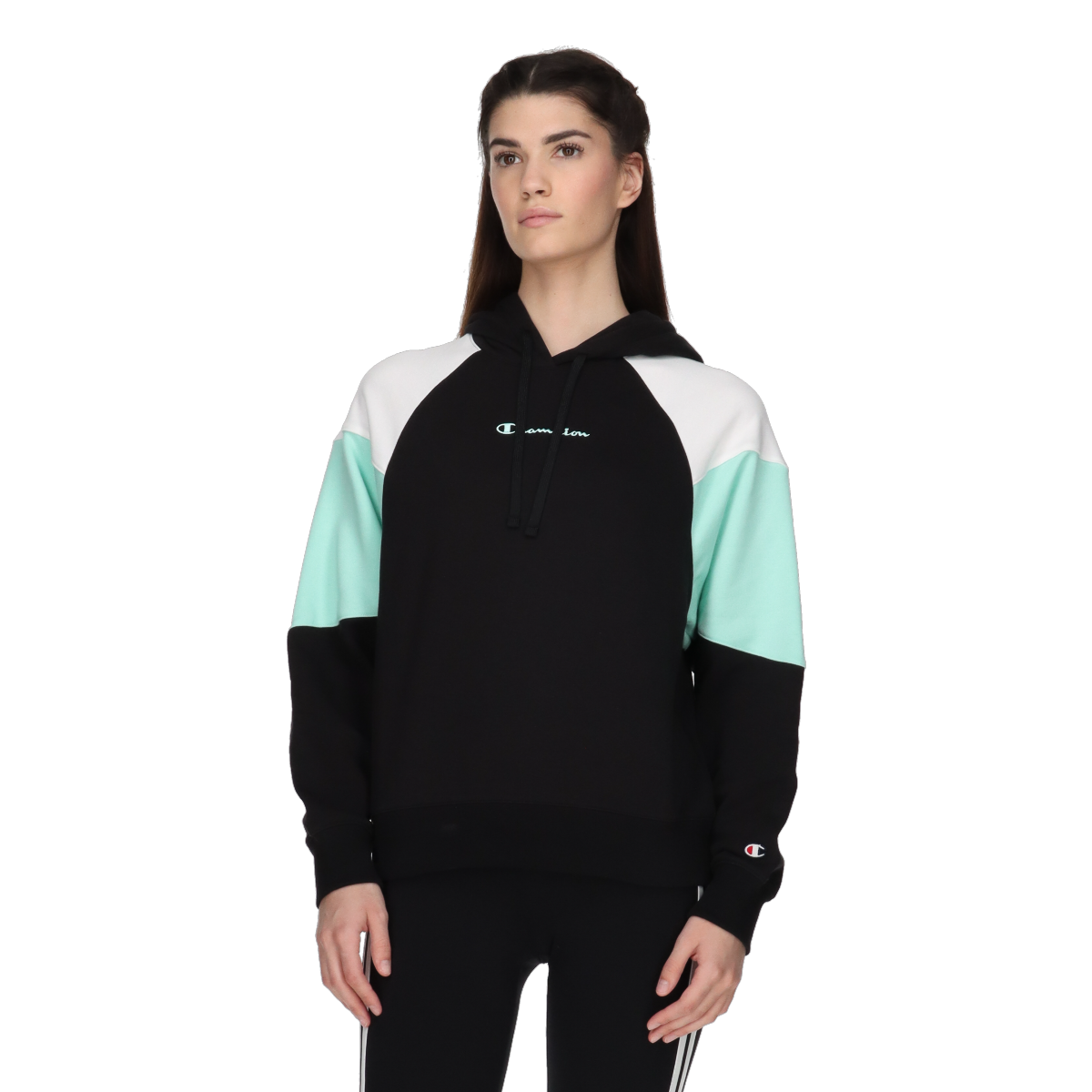 Sweatshirt Champion Raglan Sleeve Color Block Hoodie Flerfärgad | 117391-KK001, 0