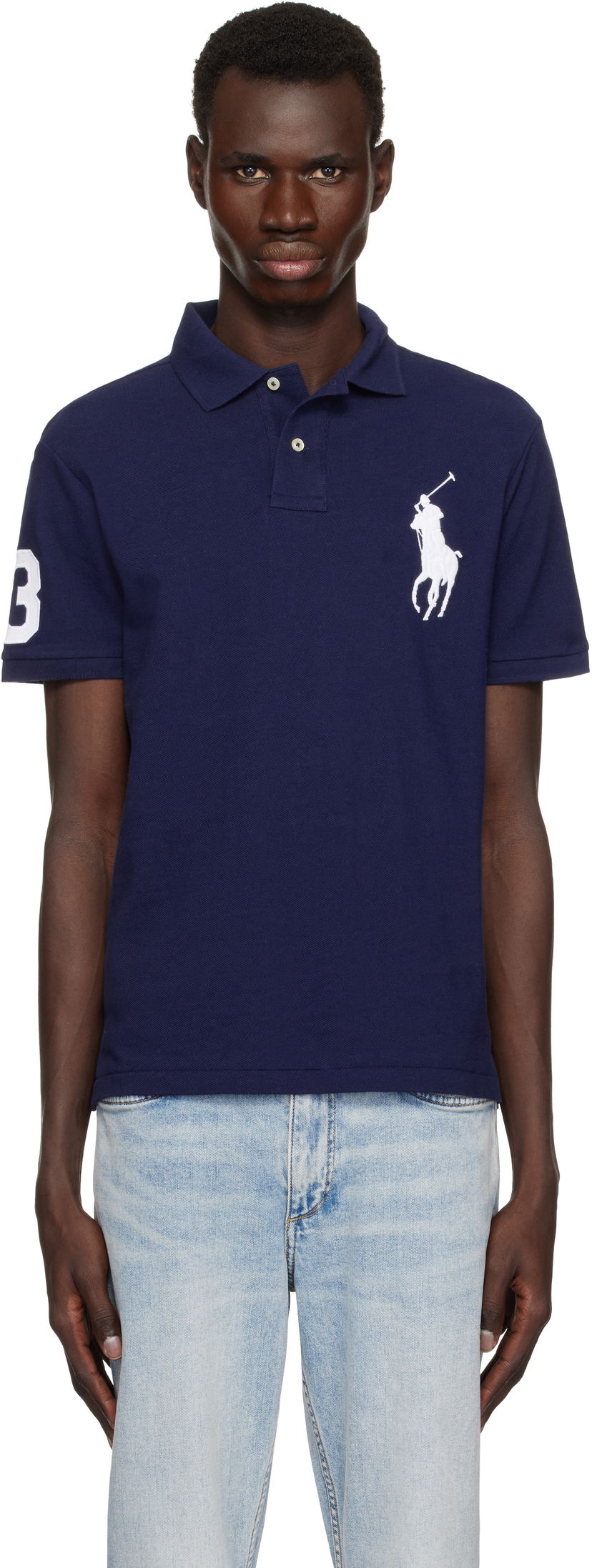 Polotröja Polo by Ralph Lauren Ralph Lauren Custom Slim Fit Big Pony Mesh Polo Mörkblå | 710688969004