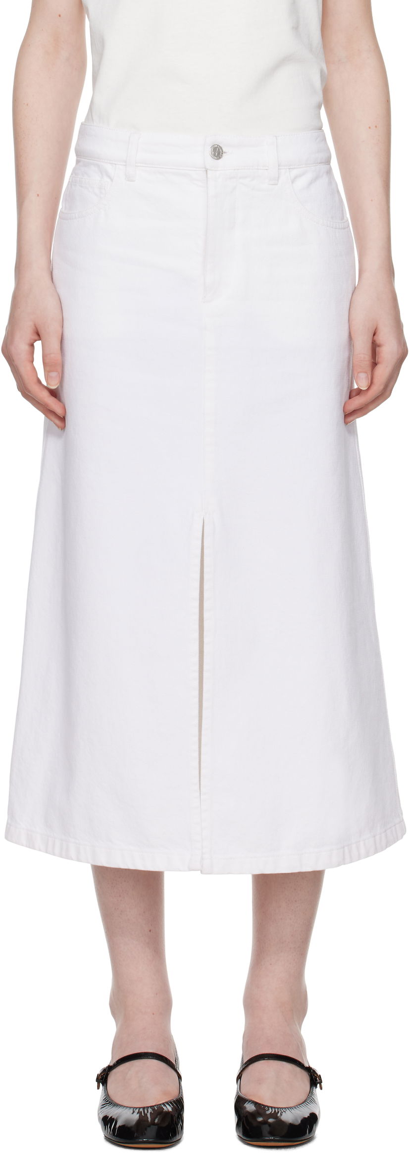 Kjol A.P.C. Denim Midi Skirt with Front Slit Vit | COGZV-F06423