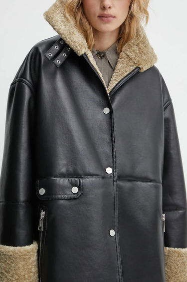 Rockar Nanushka LIESEL Black Leather Coat Svart | NW24FWOW38370, 5