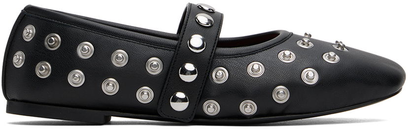 Sneakers och skor Stella McCartney Stella McCartney Ryder Popper-Studded Ballerina Flats Svart | 810473W1IL0