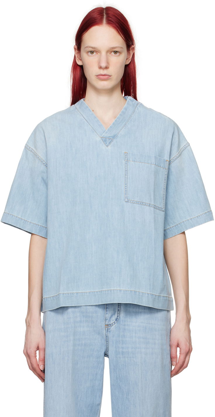 Skjorta Bottega Veneta Denim Shirt Blå | 774676 V3N60