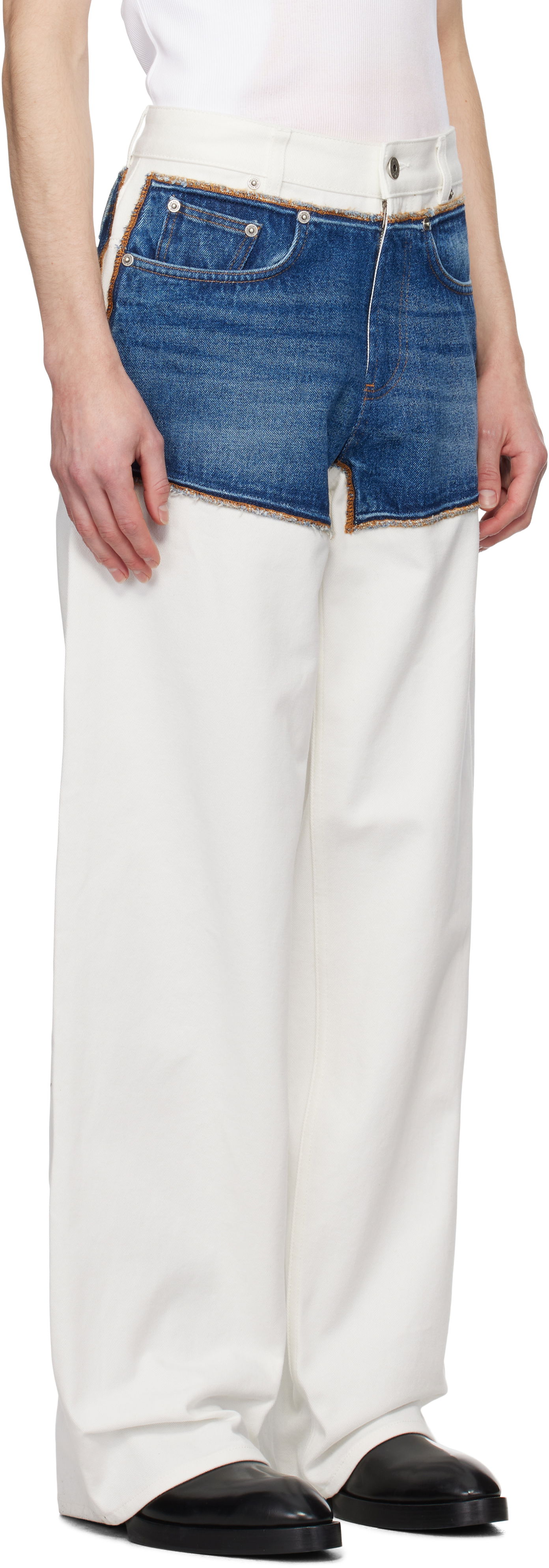 Jeans Jean Paul Gaultier Jean Paul Gaultier 'The Petit Grand' Two-Tone Wide-Leg Jeans Blå | 25/33-F-JE166-D018-0357, 1