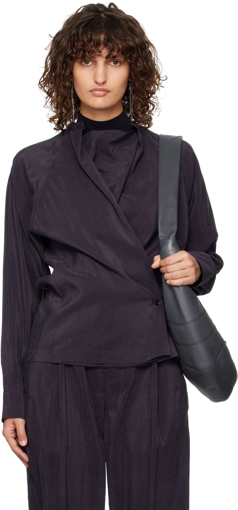 Axelväska LEMAIRE Lemaire Twisted Wrap Blouse Grå | TO1081 LF1308