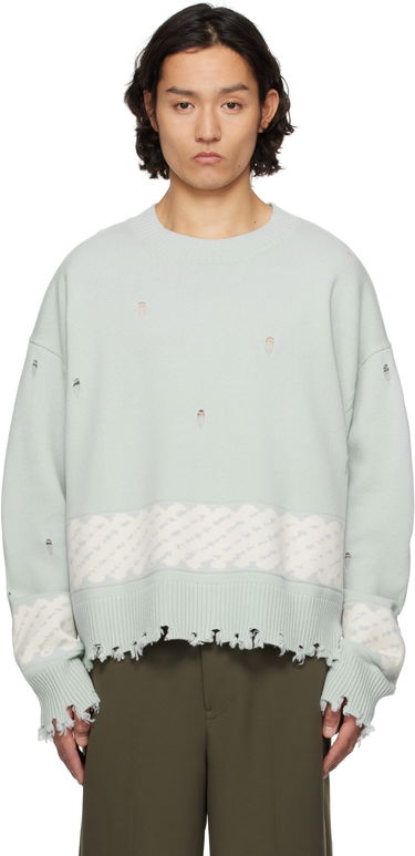 Sweater Feng Chen Wang Feng Chen Wang Ripped Jacquard Sweater Grön | FUS19KT07, 0