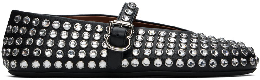 Kläder Alaïa ALAÏA Lambskin Ballerina Flats with Strass Svart | AA3A029CK116