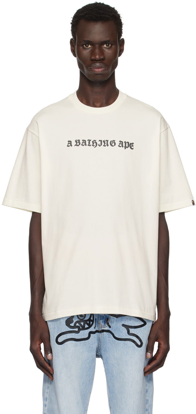 T-shirt BAPE Gothic Logo Relaxed Fit T-shirt Vit | 001TEK801308M