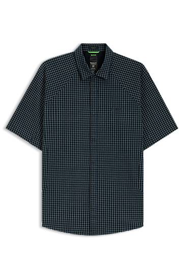 Skjorta BOSS Regular-Fit Knitted Piqué Shirt Mörkblå | 50544851