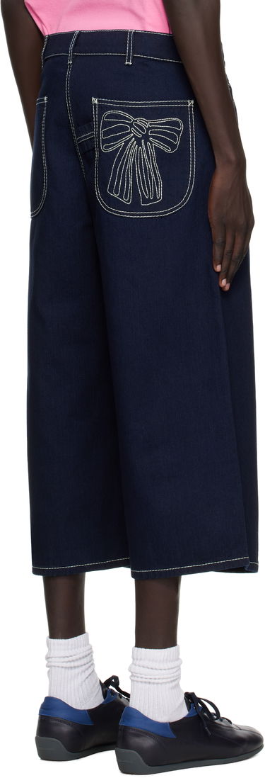 Shorts Acne Studios Acne Studios Embroidered Denim Shorts Mörkblå | CE0072-, 2