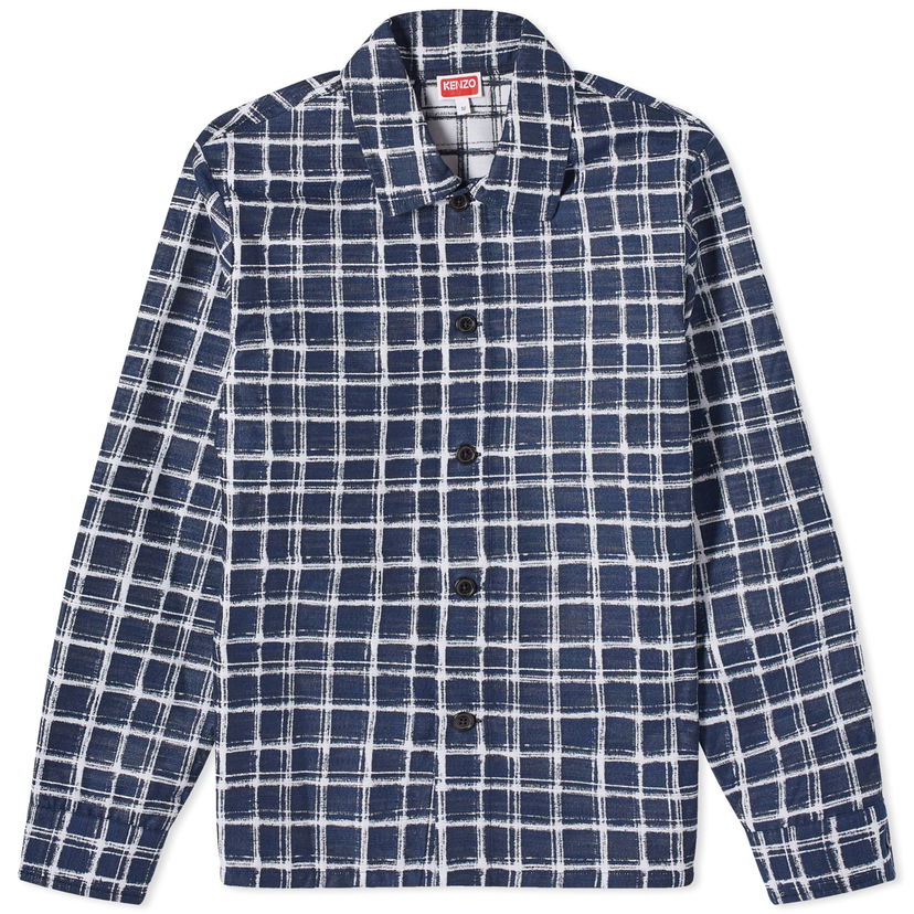 Skjorta KENZO Check Jacquard Overshirt Mörkblå | FE55CH5269JK-77
