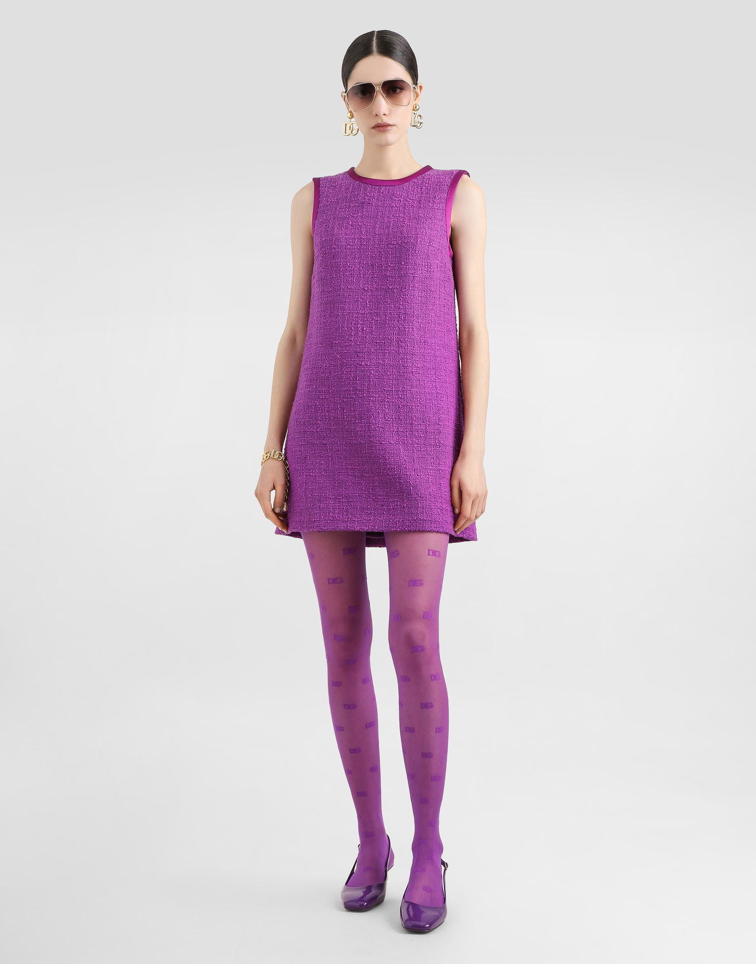 Klä Dolce & Gabbana Dolce & Gabbana Rachel Tweed Sleeveless Mini Dress Purpur | F6TLKTFMTACF0571, 1