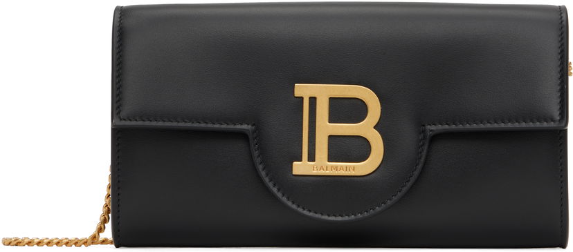 Plånbok Balmain Balmain B-Buzz Leather Wallet on Chain Svart | DN1ON197LAVE