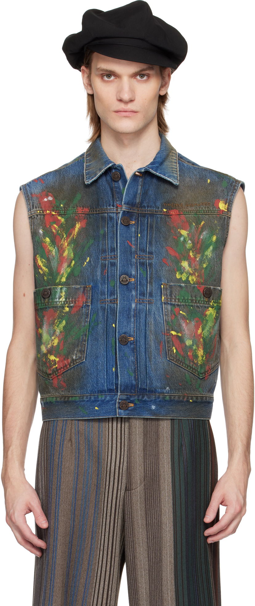 Väst Vivienne Westwood Vivienne Westwood Marlene Painted Denim Vest Blå | 3901000I-W0161-