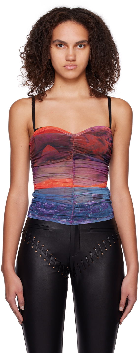 Linne Miaou Miaou Renzo Ruched Mesh Camisole Flerfärgad | 7064PM1OAS