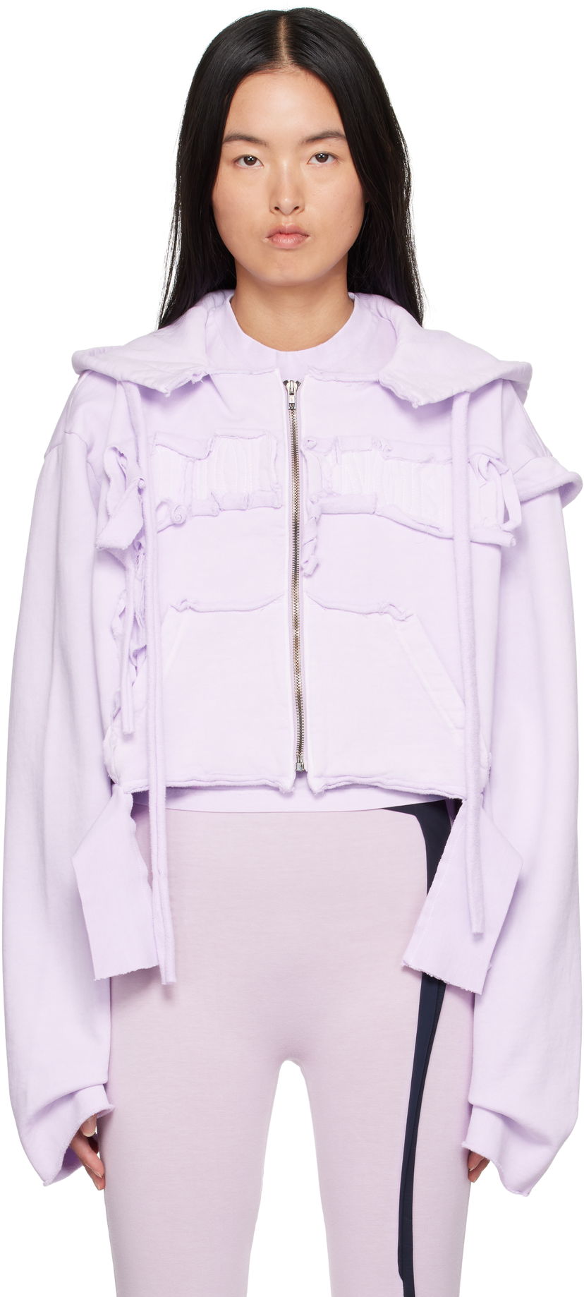 Sweatshirt Ottolinger Ottolinger Distressed Cropped Hoodie Purpur | 2215020214