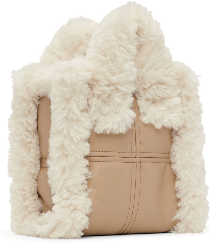 Tygpåse STAND STUDIO Stand Studio Lizzie Shearling Tote Bag Beige | 61776-9590, 1