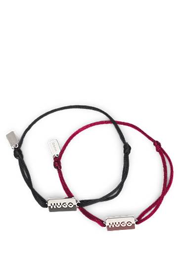 Armband BOSS Two cord cuffs with rectangular metal plaques Flerfärgad | 50549076, 1