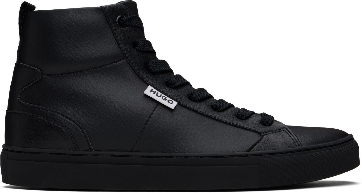 Kläder BOSS Hugo Grained Faux-Leather High-Top Svart | 50536984, 0