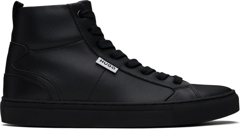 Kläder BOSS Hugo Grained Faux-Leather High-Top Svart | 50536984