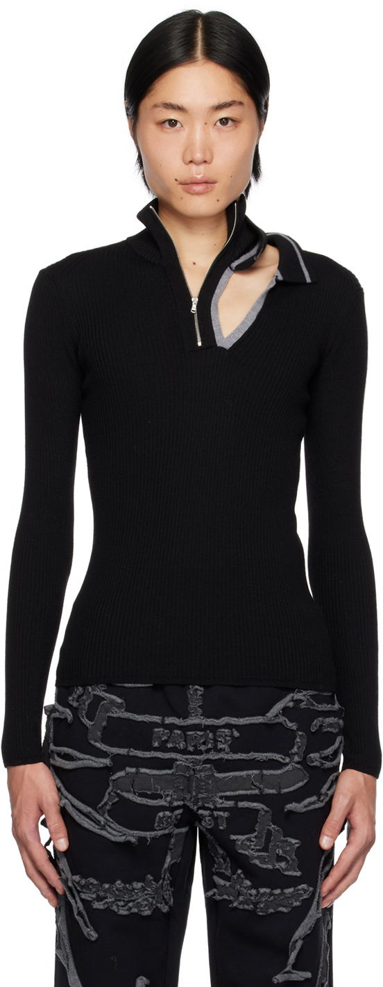 Sweater Y/PROJECT Double Collar Fitted Sweater Svart | MPULL93-S25
