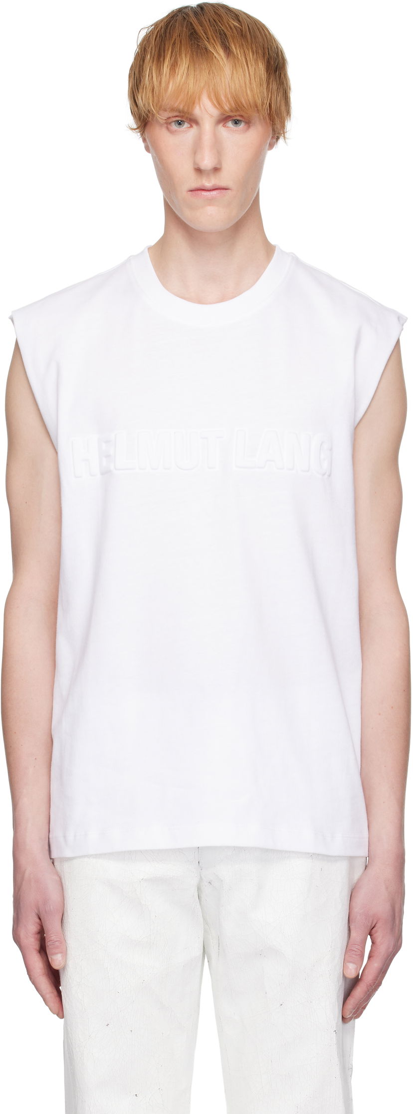 Linne Helmut Lang Helmut Lang Embossed Logo Tank Top Vit | P01HM502