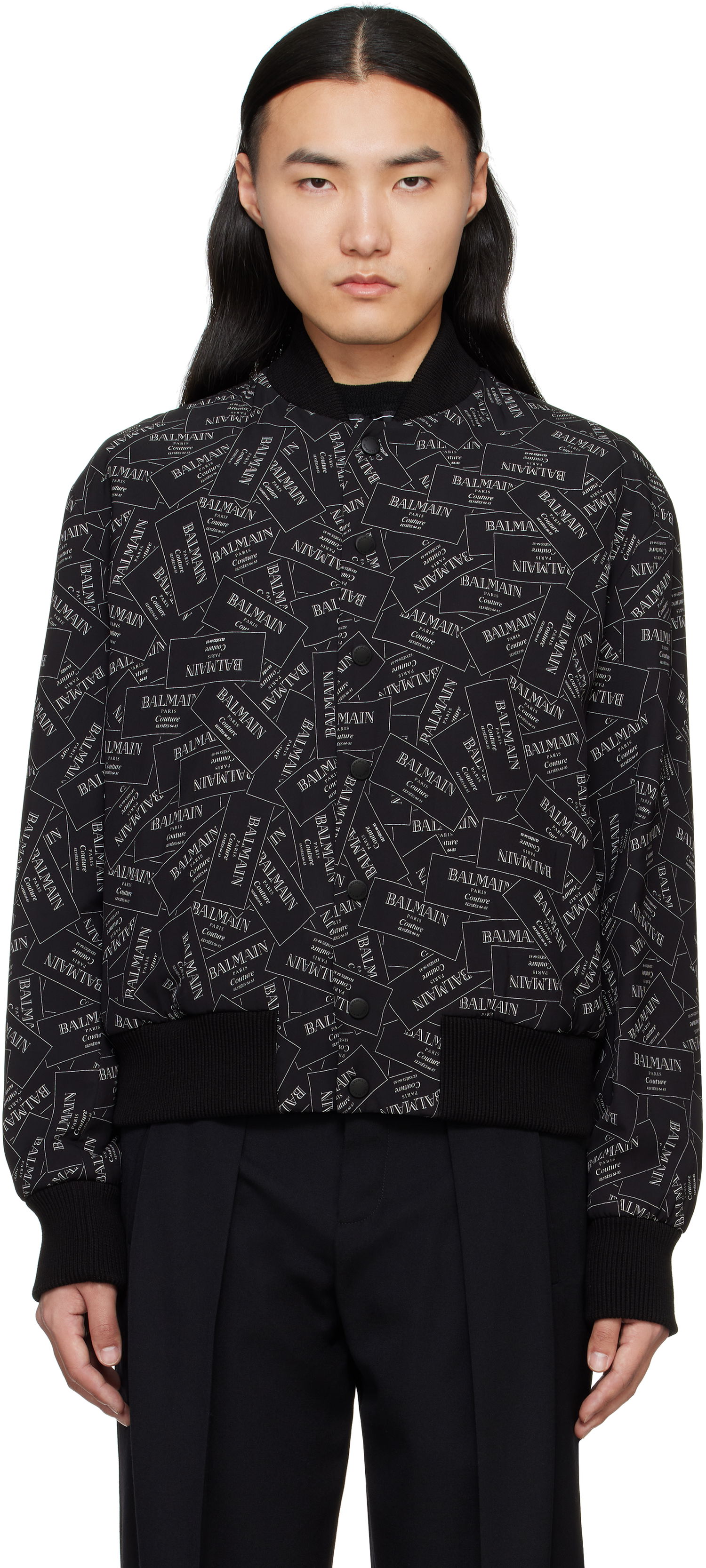 Bomberjacka Balmain Balmain Printed Label Bomber Jacket Svart | EH1TF955VH56, 0