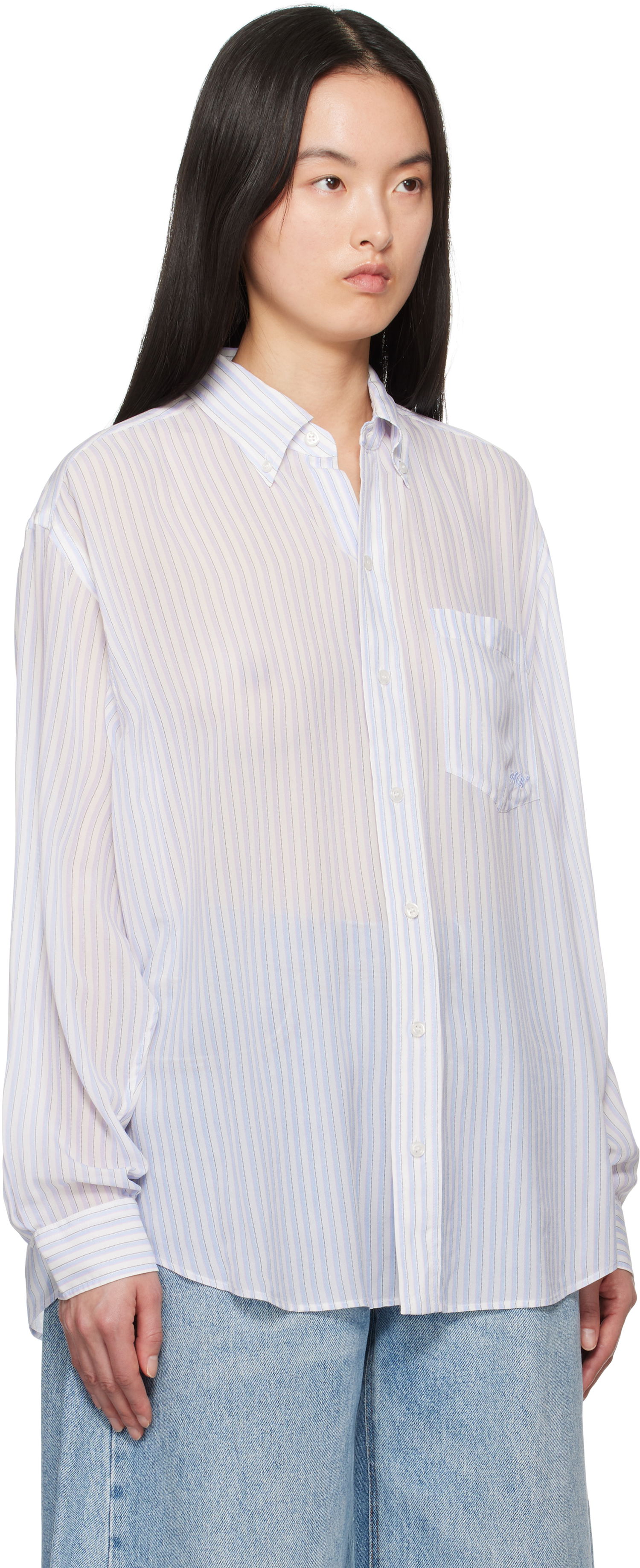 Skjorta Alexander Wang Alexander Wang Oversize Silk Chiffon Shirt Vit | 1WC2251012, 1