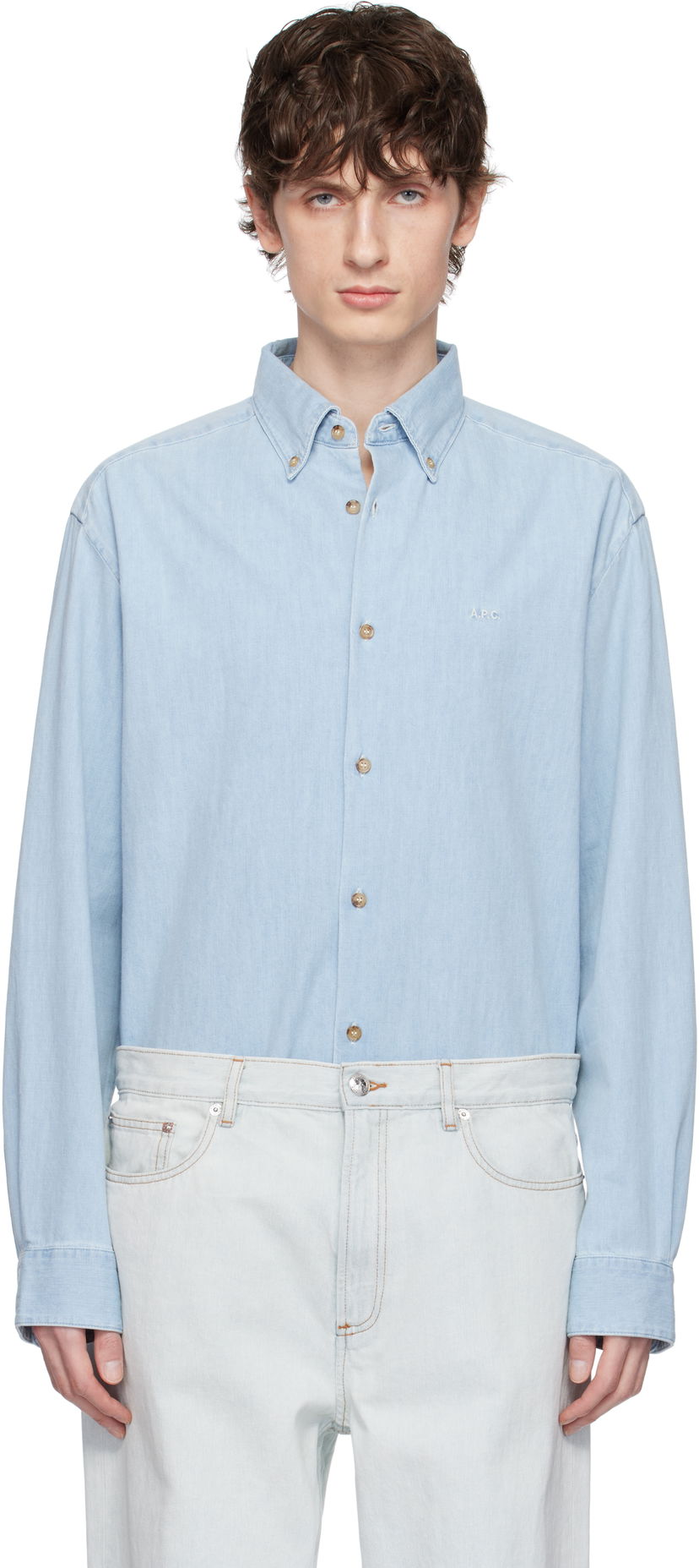 Skjorta A.P.C. A.P.C. Mathias Denim Shirt Blå | COGXX-H12586