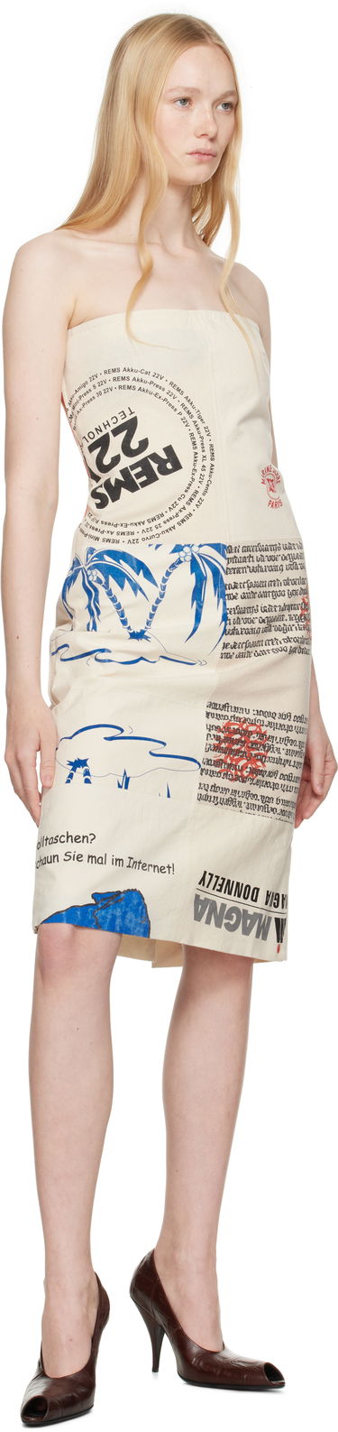 Klä Marine Serre Marine Serre Regenerated Tote Bags Bustier Midi Dress Beige | WDR358A UWOV0009, 3