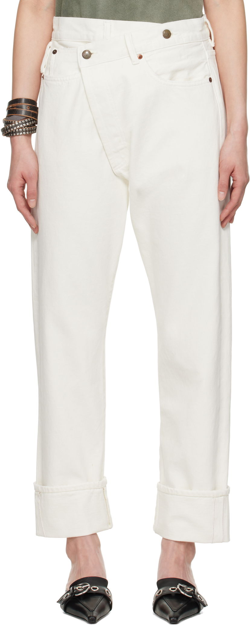 Jeans R13 R13 Cuffed Crossover Jeans Vit | R13W2048-D314A