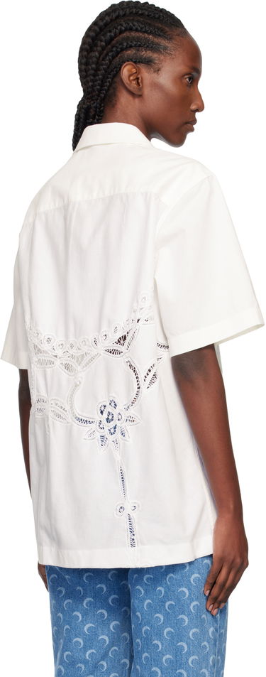 Skjorta Marine Serre Regenerated Household Linen Short Sleeve Bowling Shirt Vit | USI016AUWOV0045, 2