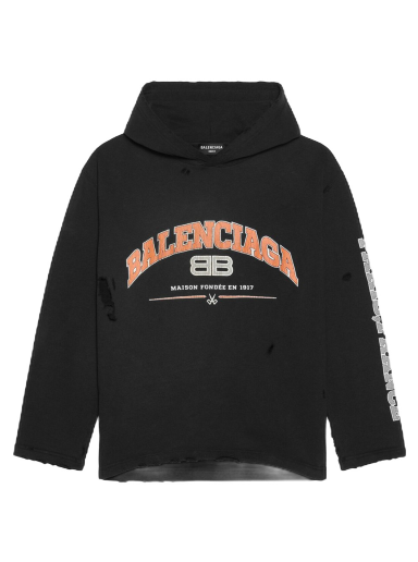 Sweatshirt Balenciaga Maison Cropped Hoodie Svart | 670946TLVJ30107