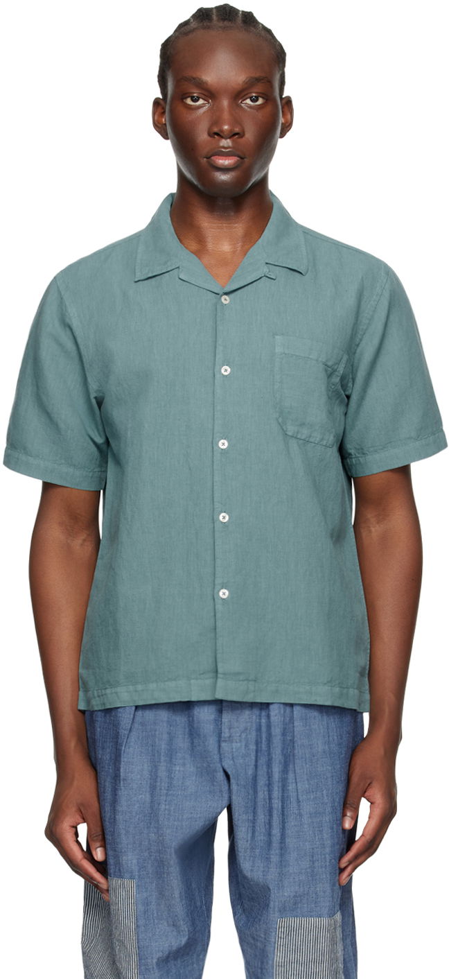Skjorta Universal Works Universal Works Road Linen Shirt Grön | P3067