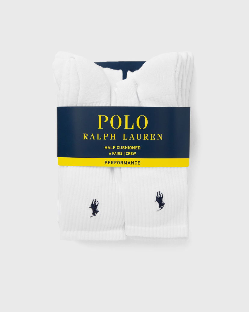 Strumpor Polo by Ralph Lauren 6-Pack Half Cushioned Performance Crew Socks Vit | 449943676001