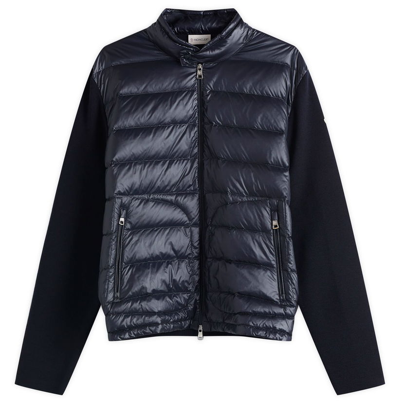 Pufferjacka Moncler Men's Extrafine Wool Cardigan Hybrid Jacket, Size Large Mörkblå | 9B000-16-M1131-776
