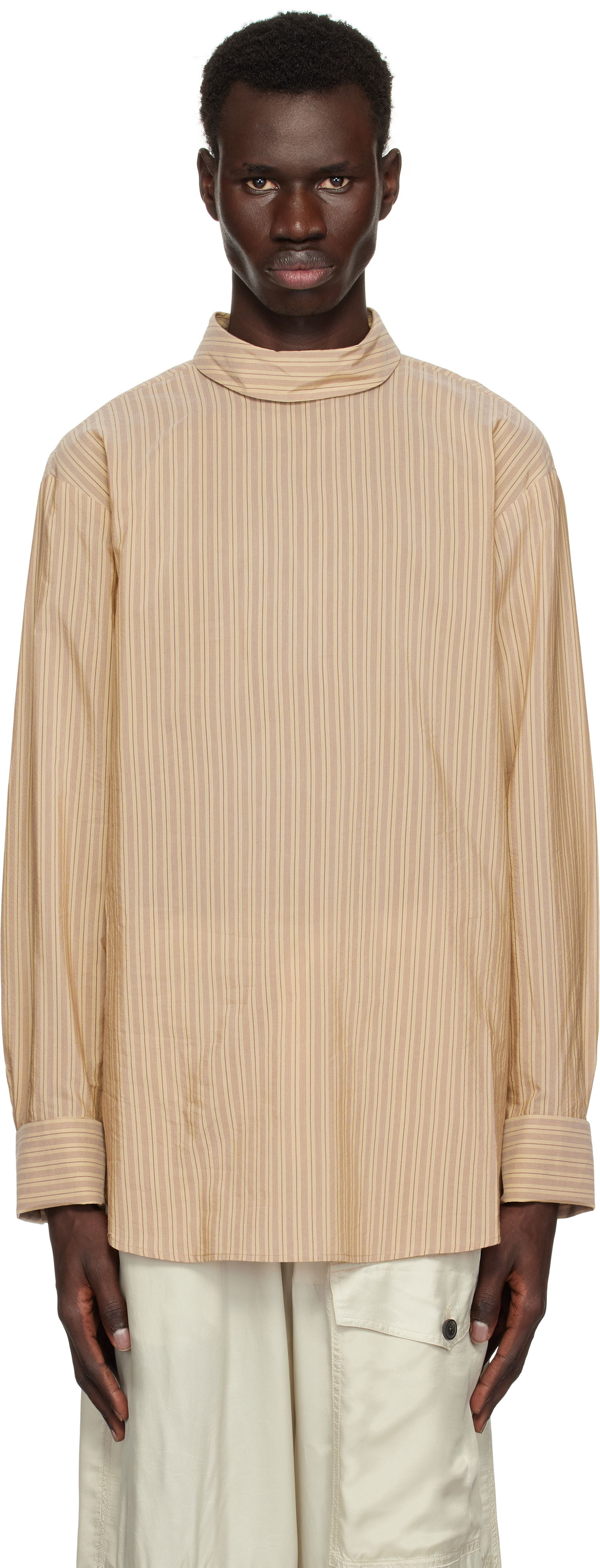 Skjorta Dries Van Noten Dries Van Noten Striped Turtleneck Shirt Beige | 251-020704-1524, 0