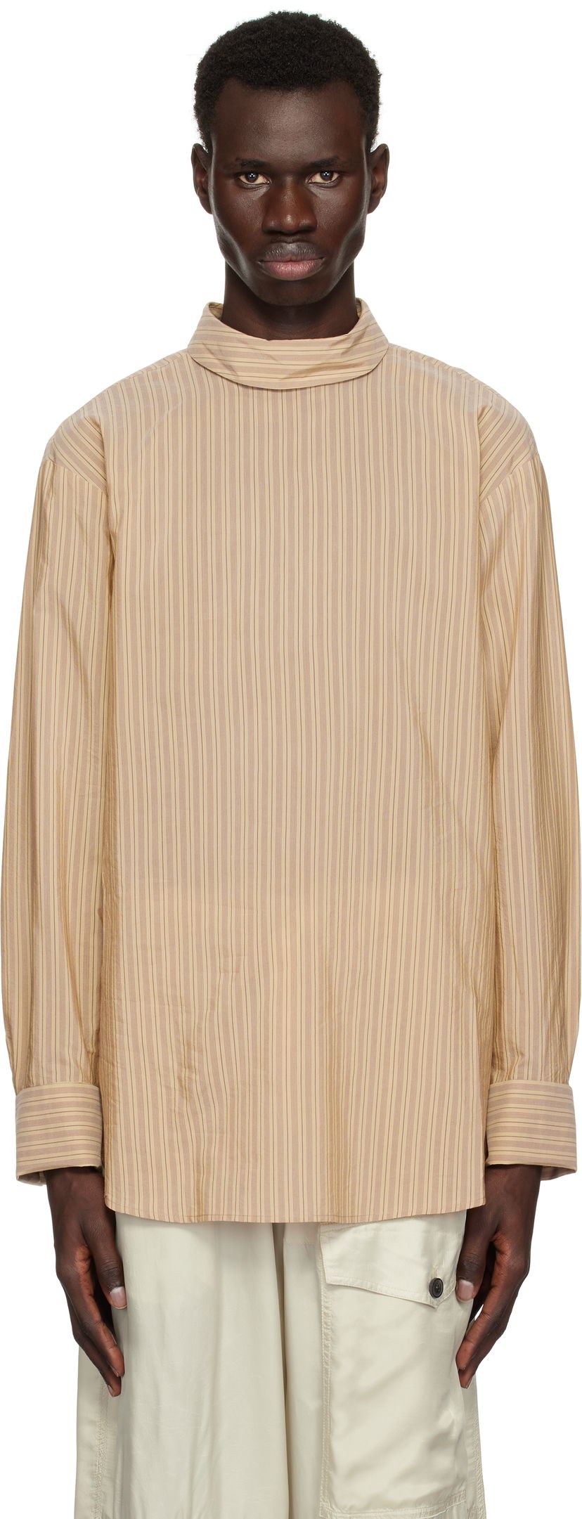 Skjorta Dries Van Noten Dries Van Noten Striped Turtleneck Shirt Beige | 251-020704-1524