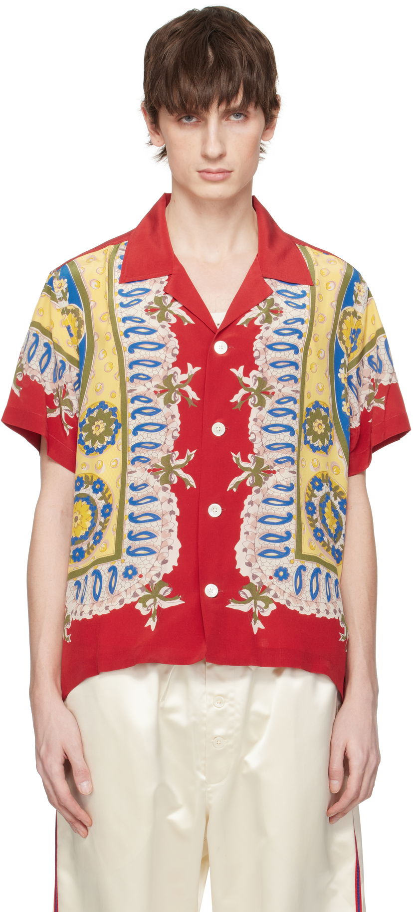Skjorta Bode Bode Bricolage Short Sleeve Shirt Röd | MRS25SH002