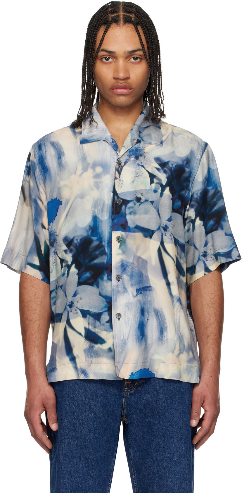 Skjorta Paul Smith Paul Smith Oversized Painted Photograph Viscose Shirt Blå | M1R-426Z-P02653