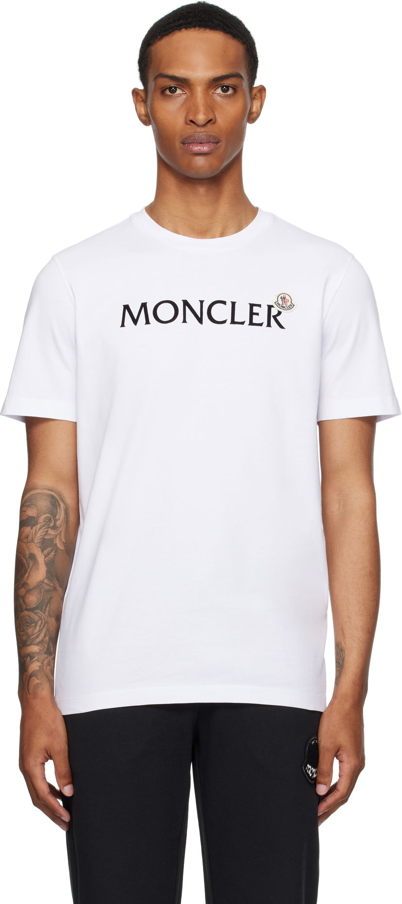 T-shirt Moncler Moncler Flocked Logo Cotton T-Shirt Vit | K20918C000368390T